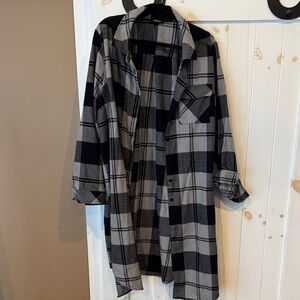 torrid Black & Gray Plaid Oversized Button-Down Shirt